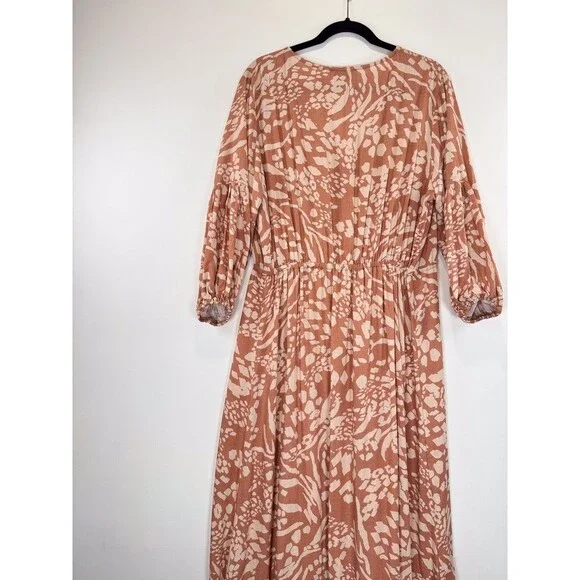 Petal & Pup Dress Brown Katerina Maxi V Neck Button Down Floral Boho Medium - Picture 9 of 12